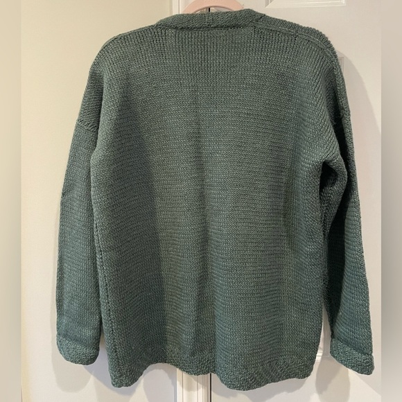 Hand Knit Wool Cardigan Sage Green - Picture 9 of 9